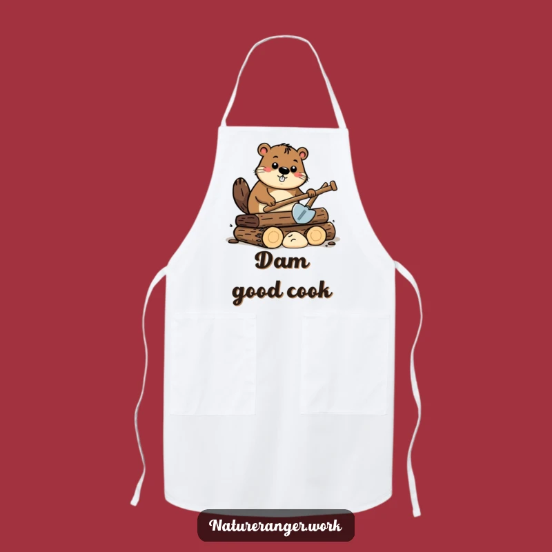 Funny Beaver Chef Apron: Cartoon Beaver with Shovel, Hilarious Cooking Gift for Builders