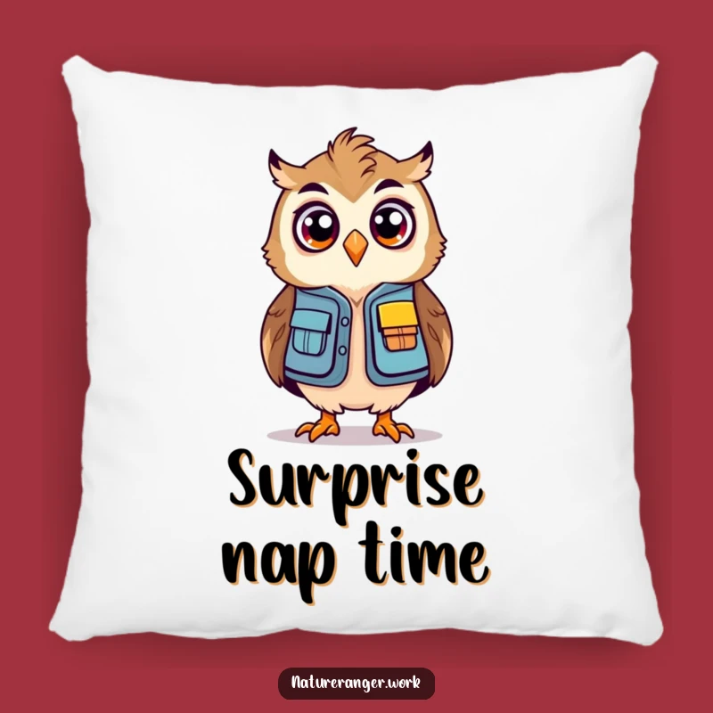 Funny Owl Ranger Pillow: Cozy Explorer Cushion, a Soft Humorous Gift