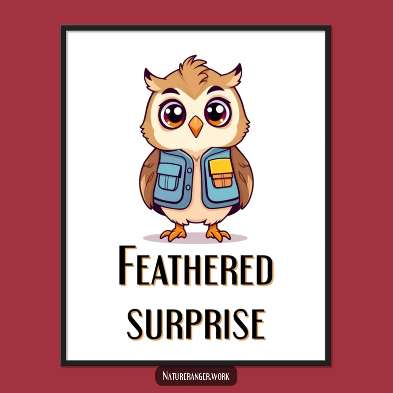Funny Owl Ranger Digital Art: Surprised Explorer Decor, an Instant Funny Gift