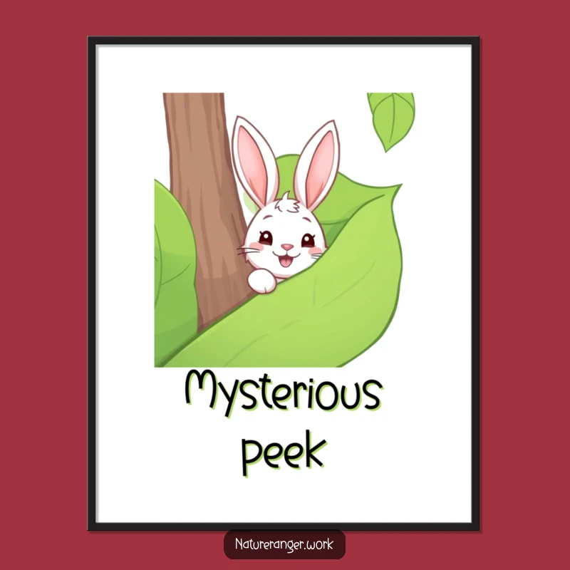Funny Rabbit Leaf Digital Art: Instant Woodland Charm and Wall Decor
