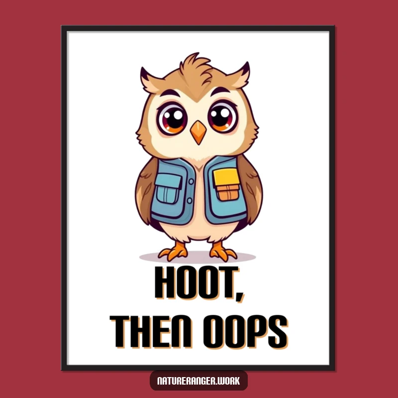 Funny Owl Ranger Poster: Surprised Explorer Wall Art, a Humorous Gift for Nature