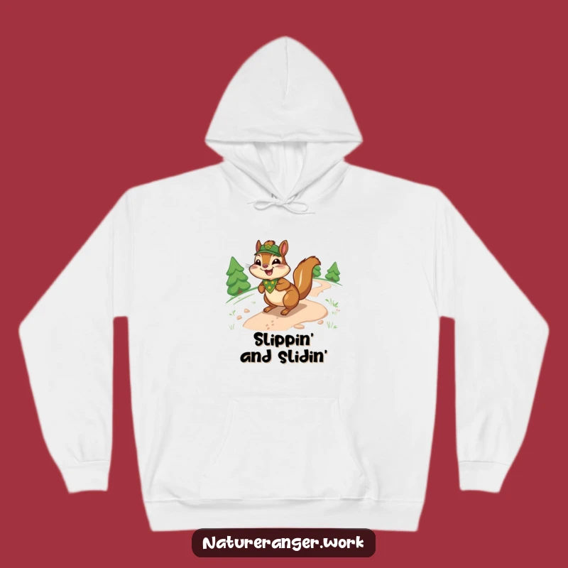 Funny Chipmunk Ranger Hoodie: Joyful Cartoon Sliding, Cozy and Hilarious Outdoor Gift