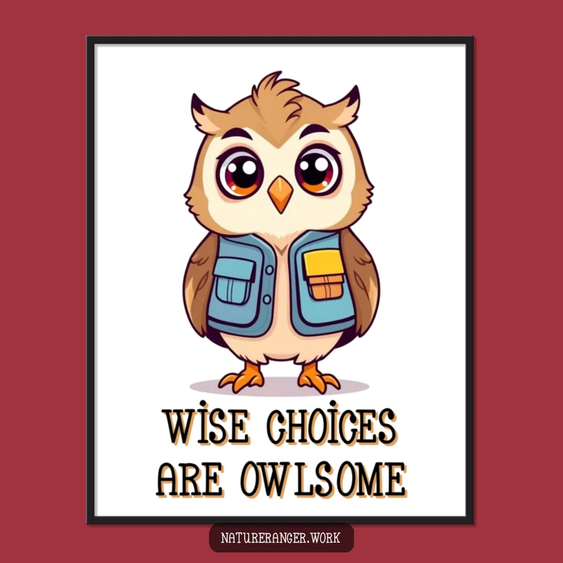 Funny Free Printable Wall Art: Surprised Owl Ranger Downloadable Art Adventure Decor