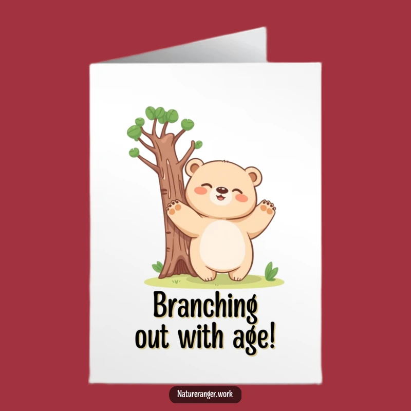 Free Printable Birthday Card: Giggling Bear Tree Funny Downloadable Gift for Kids