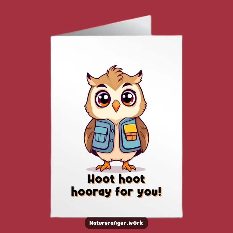 Free Printable Congrats Card: Surprised Owl Ranger Funny Downloadable Gift Celebration