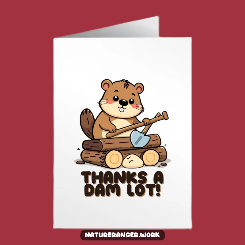 Free Printable Beaver Thank You Card: Funny Cartoon Log Helper Downloadable