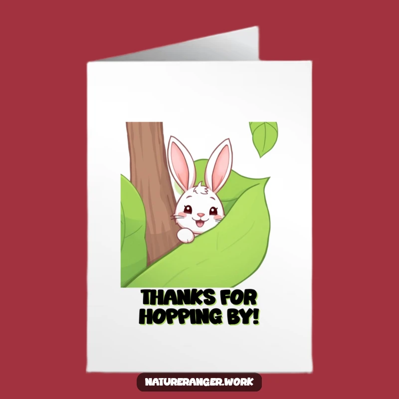 Free Printable Thank You Card: Sweet Rabbit Behind Leaf, Gentle Surprise Downloadable Gift!